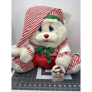 Vtg 1992 White Teddy Bear Happiness Aid By Well Made‎ Toys Christmas Snuggables